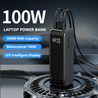 Powerbank 100W USB 2Type c Port 30000mah Station de banque d'alimentation de grande capacité pour ordinateur portable tablette téléphone