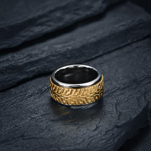 Rotatable Tire Pattern <b>Ring</b> Men's Geometric Design Steel Black Gold Fashion Jewelry Gift Index Finger <b>Ring</b> - Product Image 4