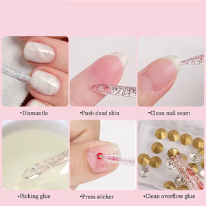 100 unidades de empujadores de cutículas de cristal reutilizables de doble punta para pedicura, manicura y cuidado en salón - Product Image 6
