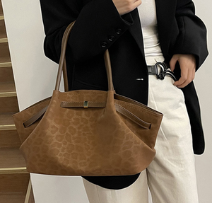 Borsa a mano da donna in pelle scamosciata di lusso 2026 per lo shopping online su Alibaba, nuova borsa tote da donna con design francese e motivo leopardato, disponibile in magazzino - Product Image 2