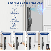 K9 TTLock WiFi Akıllı Kedigözü Kilidi Yüz, Avuç İçi Damarı, Çoklu Kilit Açma, Aktif İnterkom, 5 Dil, Ahşap Kapı, Ev, Daire, Ofis için