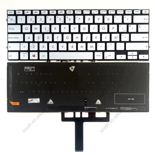 Original Replacement Spanish SP Laptop Keyboard for Asus ZenBook UX392 S13 With Backlit Silver Red 0KNB0-262MSP00