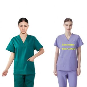Unisex Cotton Orange Pink <b>Plus</b> <b>Size</b> Stretch <b>Scrub</b> Uniform Nursing Sets Healthcare <b>Scrub</b> Uniforms - Product Image 1