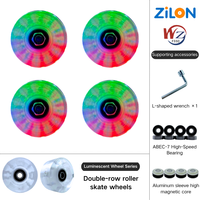 Roues de remplacement pour patins à roulettes pour enfants, à quatre roues, 5832 mm, double rangée, en PU lumineux, résistantes à l'usure, silencieuses, colorées, avec coque en PVC