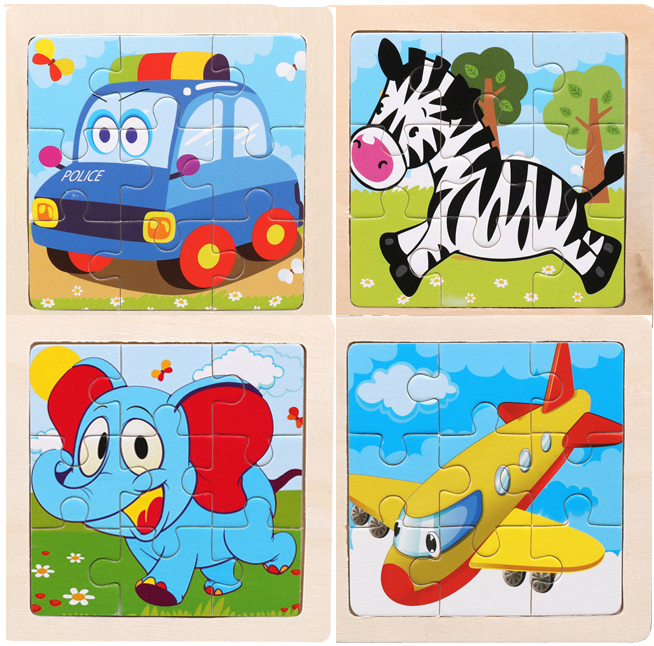 Обучающая детская игрушка пазл маленький размер 11*11 см деревянная головоломка для детей мультяшное животное