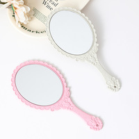 Poignée Miroir De Maquillage Rétro Motif Européen Grand Miroir De Poche Portable Paille De Blé Usine En Gros Miroir