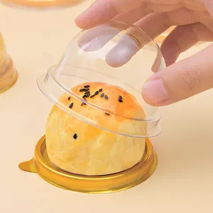 Mini tazza rotonda torta di plastica coperchi a cupola Mooncake pasticceria piccole scatole per muffin contenitore usa e getta torta blister per alimenti
