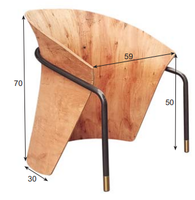 Fauteuil individuel pour salon, hall d'hôtel, structure en contreplaqué d'eucalyptus