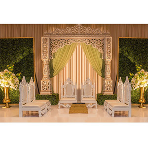 Elegantes Sillas Mandap Blancas Perla de Asiento Bajo para Bodas Indias, Últimas Sillas Mandap Perla para Bodas en EE. UU. - Product Image 1