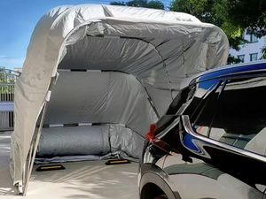 Abri de voiture pliable rétractable, abri de voiture étanche, garage, <span class=keywords><strong>stationnement</strong></span> de véhicules, <span class=keywords><strong>camping</strong></span> en métal télescopique, autoportant lourd - Product Image 2