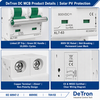 Interruptor de Circuito Solar Fotovoltaico PV DC MCB, Interruptor Fotovoltaico 1P 2P 4P 6A 16A 32A 63A 1000Vdc CE TUV