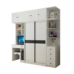 电脑桌衣柜书架组合办公室家用书桌带柜