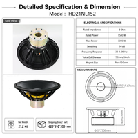 Subwoofer professionnel 21 pouces en néodyme 1500W 8 ohms AES haute puissance 96dB de sensibilité, passif, en aluminium, pour sonorisation de scène en line array