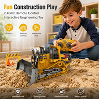 Modelo a Escala de Bulldozer de Aleación con Orugas 2.4G 9 Canales, Vehículo de Ingeniería con Luces, Sonido y Función de Demostración para Compradores de Juguetes de Construcción