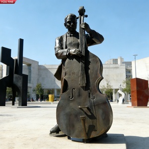 YOUFINE Statue de <span class=keywords><strong>Violoncelle</strong></span> en Bronze Taille Réelle, Sculpture de Celliste, Statue de Musicien pour Décoration d'Événements en Place Publique - Product Image 3