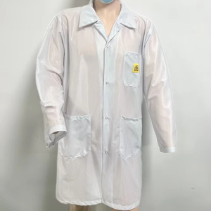 Fabrika Güvenlik Kıyafetleri Çalışma <span class=keywords><strong>ESD</strong></span> Polyester Önlük İletken Elyaf Elmas Örgülü Unisex Yetişkin Temiz Oda Ceketi - Product Image 1