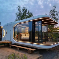 Maison modulaire préfabriquée et préassemblée, moderne et élégante, capsule spatiale de 20 pieds et 40 pieds, 1 chambre, hôtel en bord de mer, maison commerciale