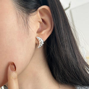 S925 Pure Silver French Style Croissant <b>Earrings</b> Korean Blogger's Same Style Niche Design <b>Fashion</b> <b>Drop</b> <b>Earrings</b> Korean Version - Product Image 3