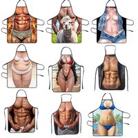 Tablier Imprimé Créatif et Amusant pour Hommes et Femmes, Idéal pour la Cuisine, la Pâtisserie, les Fêtes, avec Personnages de Dessins Animés, Imperméable et Sexy