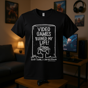 Camiseta negra unisex con estampado de videojuegos que me arruinaron la vida, camiseta divertida para videojuegos, talla mediana - Product Image 3
