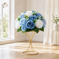 Boule de fleurs artificielles en soie rose pour centres de table de mariage romantiques, décoration de table bleu poudré