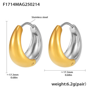 Pendientes de Aro de Metal Mixto para Mujer, Acero Inoxidable, Dos Tonos, Dorado y Plateado, Pendientes de Aro Pequeños, Joyería de Alto Brillo, Regalo - Product Image 3