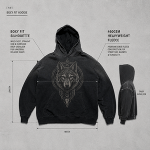 Sweat-shirt décontracté pour homme en coton 460 GSM, coupe régulière, imprimé loup délavé à l'acide, poche kangourou, conception personnalisée OEM ODM - Product Image 3