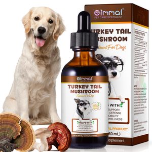 Complément nutritionnel biologique pour animaux de compagnie Oimmal, extrait liquide de champignon Turkey Tail pour chien avec probiotiques, immunité, digestion - Product Image 1