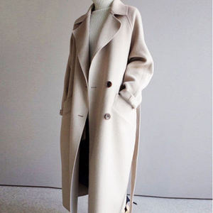 Jaket Wanita Terbaru 2026, Blazer Gaya Korea Warna Solid, Mantel Wol Tweed Panjang, Mantel Musim Dingin Hangat Isi Bulu Angsa - Product Image 1