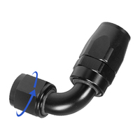Kit de raccordement pour ligne de carburant CPE tressée en nylon et acier inoxydable 8AN, 1,5 m/5 pi, avec 2 raccords à 90 degrés °   Embouts de tuyau pivotants noirs