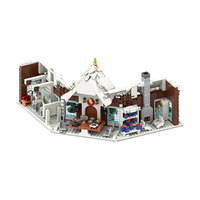 Funbuild Ensemble de blocs de construction Cabane d'hiver vintage enneigée avec figurine d'elfe et traîneau