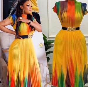 2022 yaz yeni baskılı taneler yuvarlak yaka üst yüksek bel etek moda rahat etek seti - Product Image 5