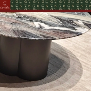 Mesa de Centro de Mármol Morado Violeta Kinawa GOLDKING, Tres Patas de Metal Negro, Estilo Moderno para Sala de Estar, Fabricante OEM ODM Directo de Fábrica - Product Image 5