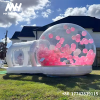 Maison Gonflable Bulle en PVC avec Plateforme de Saut, Tente Dôme Transparente Gonflable pour Enfants, Matelas Gonflable