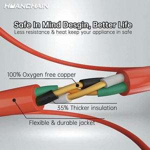 Cavo di prolunga 100ft cavo di prolunga generale per esterni 16/3 SJTW, spina con messa a terra a 3 poli resistente all'acqua e alle intemperie fiamma <span class=keywords><strong>Re</strong></span> - Product Image 3
