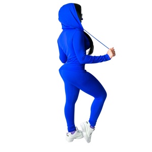 2025 Autumn Sports Women's Two-Piece <b>Set</b> <b>Sexy</b> Casual Solid Color Long Sleeve Zipper Hooded Knitting - Product Image 3