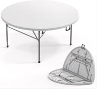 Table et chaises pliantes rondes blanches modernes pour cantine, restaurant, événements extérieurs, en plastique, portables, pour 10 personnes, 5 pieds, directement de l'usine