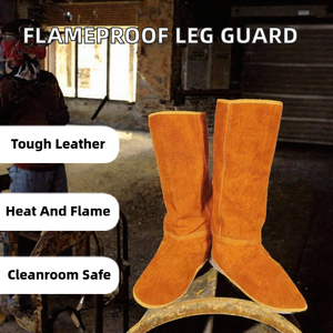 Cubrebotas de Soldadura de Cuero de Vaca, Protectores de Seguridad Resistentes al Calor para Trabajos de Soldadura - Product Image 2