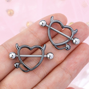Devil Heart <strong>Nipple</strong> <strong>Rings</strong> Surgical Steel 316L <strong>Nipple</strong> Piercing Bar Piercing Jewelry <strong>for</strong> Women <strong>Men</strong> - Product Image 2