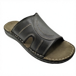 Comfortable High Quality Genuine Leather Men's Slides Rubber Sole Soft Solid Arch <b>Support</b> Breathable Durable Slip Slippers - Product Image 3