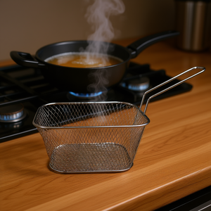 Cesta para Freír de Acero Inoxidable 11x7x23 cm - Fácil de Limpiar, Solo Lavado a Mano, Mango de Metal, Juego de Utensilios de Cocina ZAA - Product Image 2