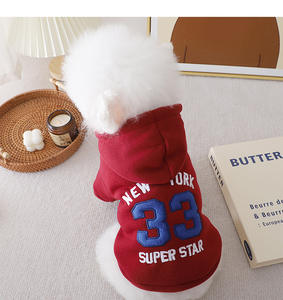 Pakaian anjing tampan, mantel hangat dua kaki mode Teddy <span class=keywords><strong>New</strong></span> <span class=keywords><strong>York</strong></span> Hoodie anak anjing musim gugur musim dingin - Product Image 4