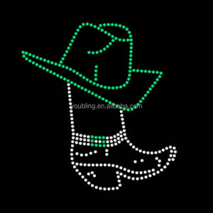 9色ホットフィックスカウガールハットブーツラインストーン転送カウボーイブーツラインストーンアイアンオンモチーフデカールパッチ熱伝達デザイン - Product Image 6