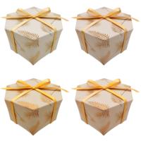 Hochzeits-Gastgeschenk Süßigkeiten-Boxen Dreieckige Braune Recycelbare Papier-Geschenkverpackung Schokoladenboxen mit Bändern für Geburtstagsfeiern