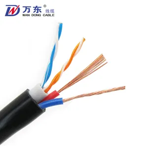 Câble combiné cat5e avec câble d'alimentation à 2/3/4 conducteurs 24awg câble intérieur entièrement en cuivre 100m/305m