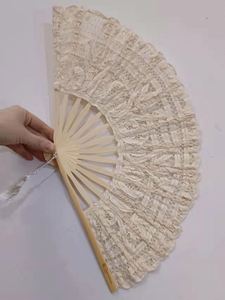 Éventail pliant en bambou blanc brodé, style rétro, pour danse chinoise, mariage, fête, cadeau artisanal, éventail de mariée, décoration intérieure - Product Image 4