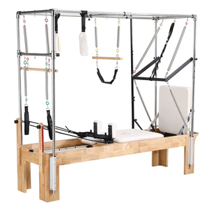 Juego de reformador de Pilates de Yoga portátil con marco de cama de <span class=keywords><strong>loft</strong></span>, máquina de Metal DE SALUD ajustable, Pilates multifunción de madera de roble duradero - Product Image 1