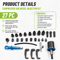 Kit d'extraction d'injecteurs diesel pneumatique, outil d'extraction d'injecteurs assisté par l'air avec adaptateurs pour la réparation automobile