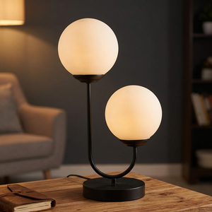 Lampe de table à double boule en métal, commande tactile, rechargeable, LED, lampe de chevet - Product Image 2
