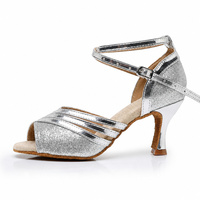 Zapatos de Baile Latino para Mujer, Zapatos de Baile Irlandés con Suela Suave para Interiores, Suela de Gamuza para Salsa y Tango, Tacones Altos con Punta Abierta para Baile de Salón